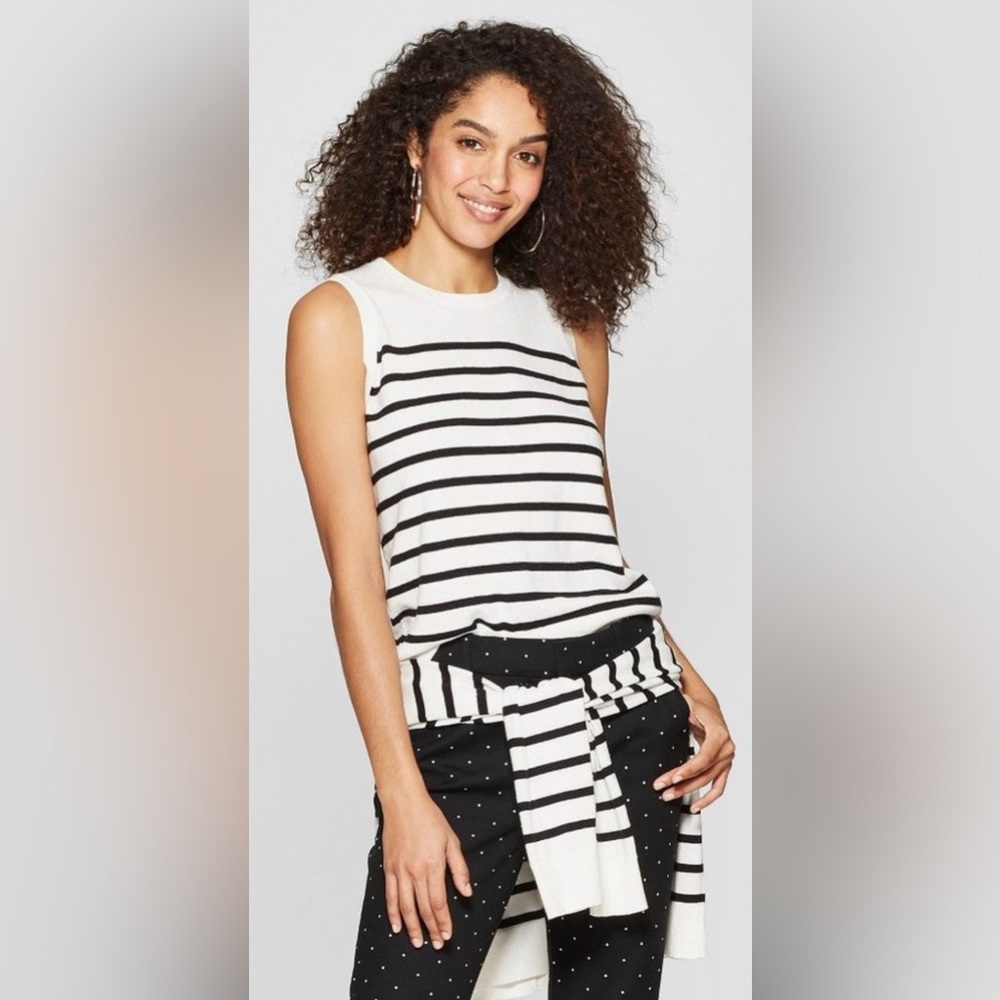 Striped Crewneck Sweater Tank - A New Day